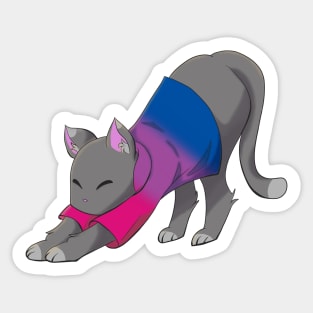 Bisexual cat stretching Sticker